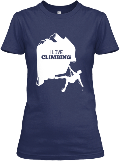 I Love Climbing Navy T-Shirt Front