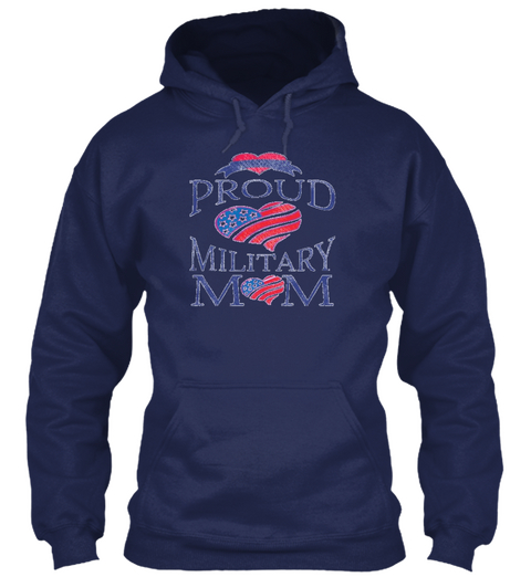 Proud Military Mom Navy T-Shirt Front