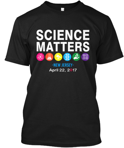 Science Matters New Jersey Black T-Shirt Front