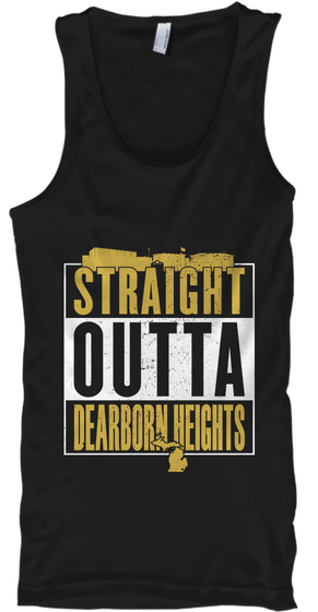 Straight Outta Dearborn Heights Black Kaos Front