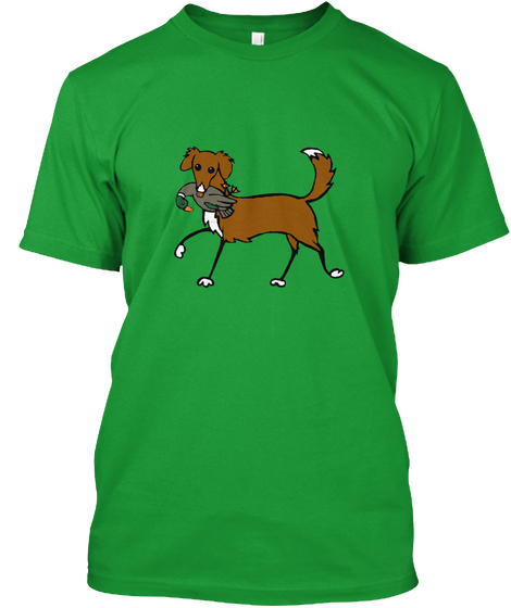 Cartoon Toller Designed By Ann Priddy Kelly Green T-Shirt Front