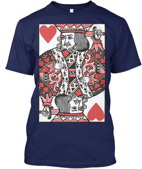 King Of Hearts   Hidden Leaves Tee Navy T-Shirt Front