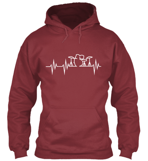 Drums Heartbeat Drummer Hoodie T Shirt Maroon Kaos Front