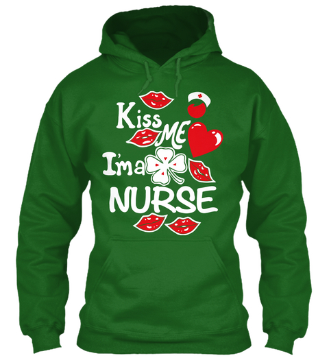 Kiss Me I'm A Nurse  Irish Green áo T-Shirt Front