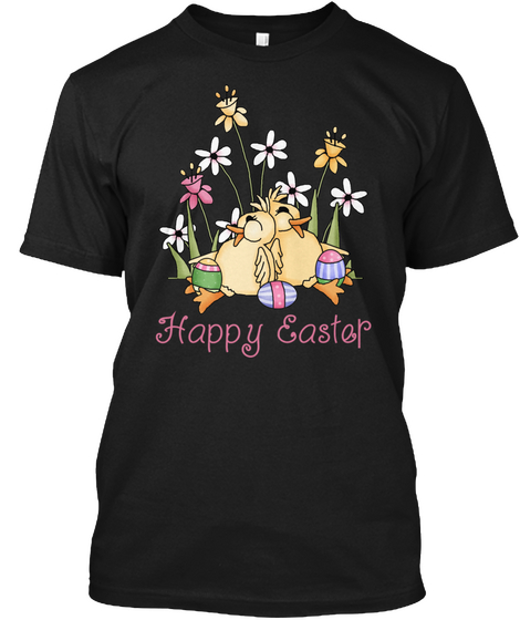 Happy Easter Black áo T-Shirt Front