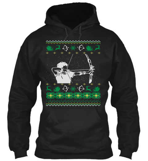 Archery   Ugly Christmas Gift Black Camiseta Front