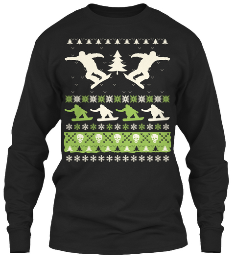 Snowboard Christmas Black Camiseta Front