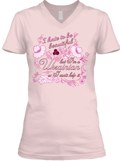 Beautiful Ukrainian (V Neck) (R) Pink Camiseta Front