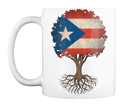 Mug   Tree Of Life With Puerto Rican Flag White Camiseta Front