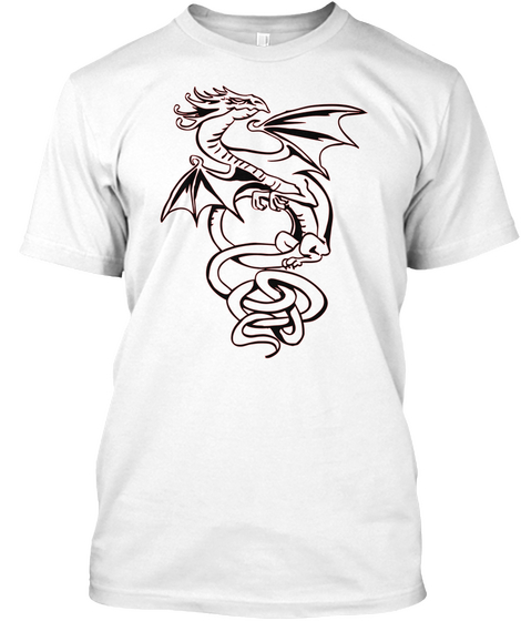 Dragon Tribal White T-Shirt Front