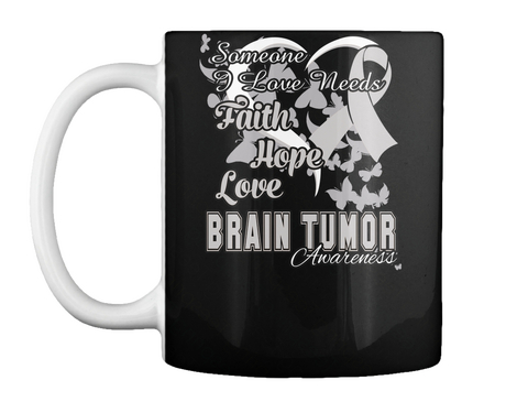 Brain Tumor Awareness Ribbon Mug Black T-Shirt Front