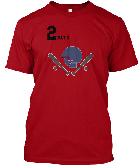 2 Bats Deep Red Camiseta Front