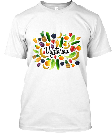 Vegetarian White T-Shirt Front