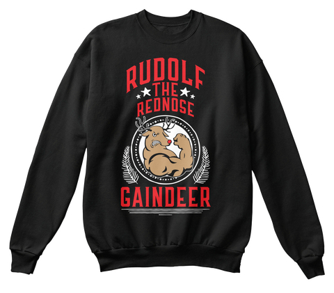 Rudolf The Rednose Gaindeer Black T-Shirt Front