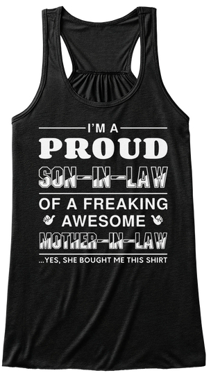 Proud Son In Law Of Awesomee Mother In Law Black áo T-Shirt Front