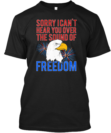 My Freedom America Guns Bald Eagles Fire Black Camiseta Front