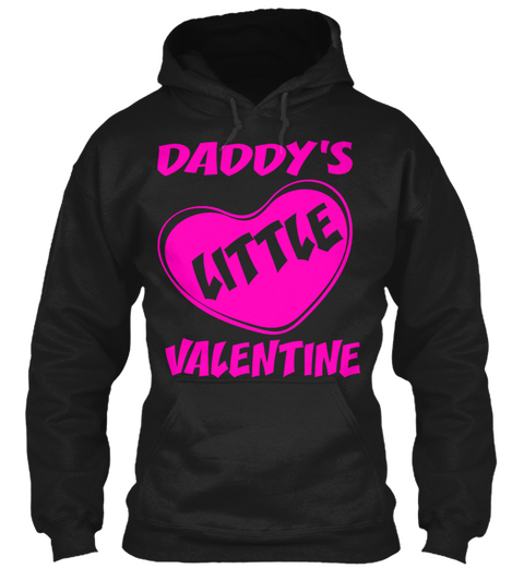 Daddy's Little Valentine Black áo T-Shirt Front
