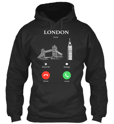 London Mobile Remind Me Message Decline Accept Jet Black T-Shirt Front