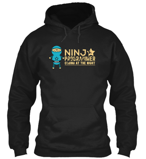 Ninja Programmer Coder Developer Black Maglietta Front