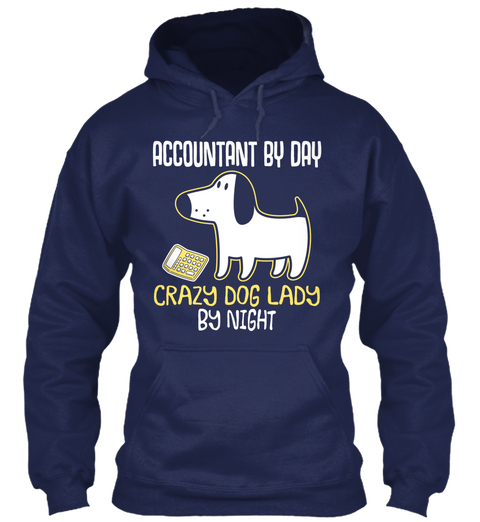 Accountant By Day Crazy Cat Lady By Night Navy Camiseta Front