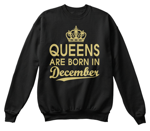 Queens Are Born In December Black T-Shirt Front