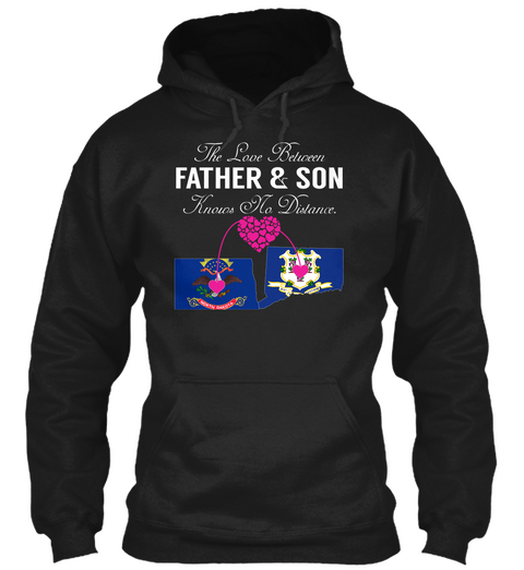Father Son   North Dakota Connecticut Black T-Shirt Front