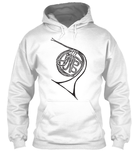 French Horn (Hoodie) White T-Shirt Front