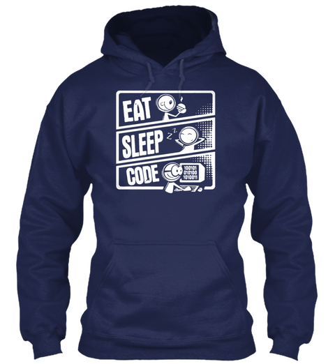 Eat Sleep Code Navy T-Shirt Front