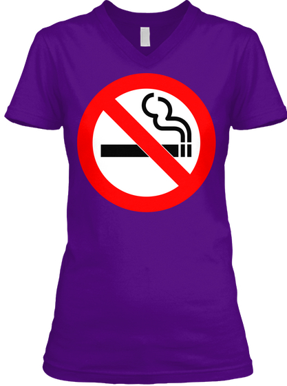 N0 Sm0kjng W0m3n's V N3ck T33 Purp| 3 Team Purple  T-Shirt Front