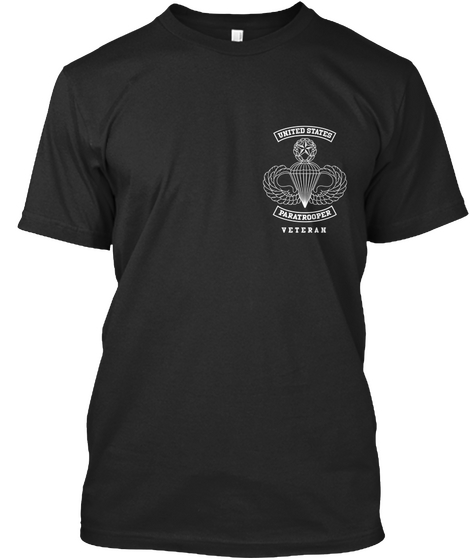 United States Paratrooper Veteran Black T-Shirt Front
