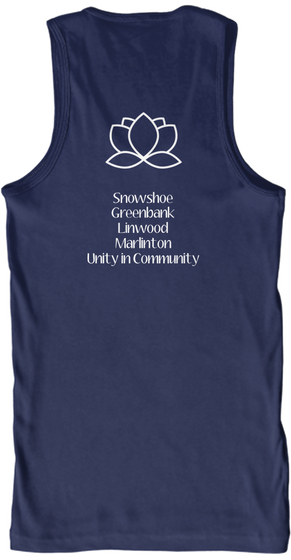 Snowshoe Greenbank  Linwood Marlinton Unity In Community Navy áo T-Shirt Back
