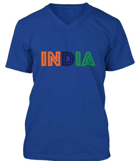 India Tshirt V Neck True Royal T-Shirt Front