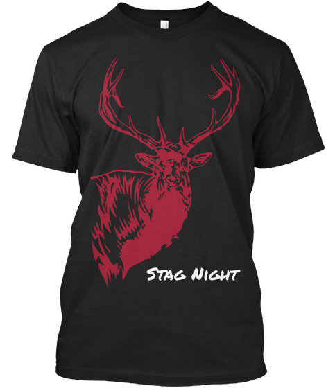 Stag Night Black T-Shirt Front