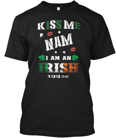 Nam Kiss Me I'm Irish Black Camiseta Front