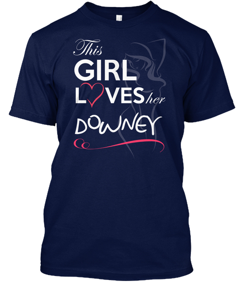 This Girl Loves Her Downey Navy Camiseta Front