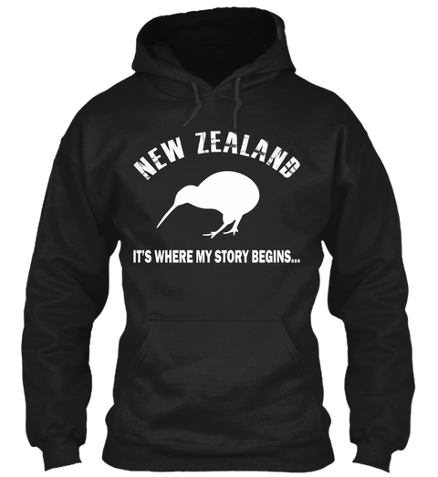 New Zealand It's Where My Story Begins... Black áo T-Shirt Front