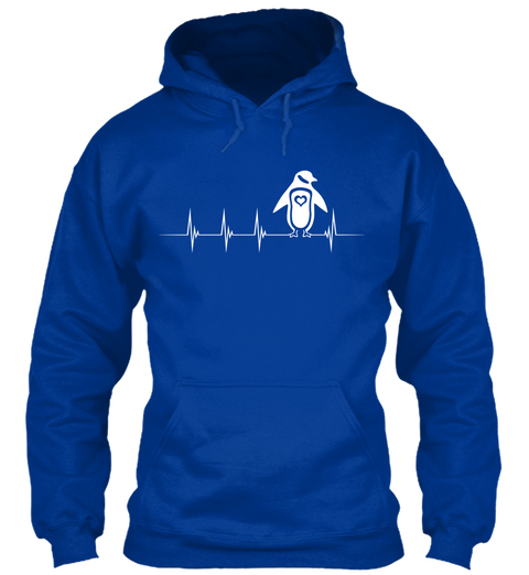 Penguin Heartbeat Royal Blue Camiseta Front