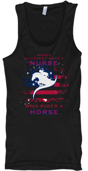 Nurse Who Rides A Horses Black T-Shirt Front