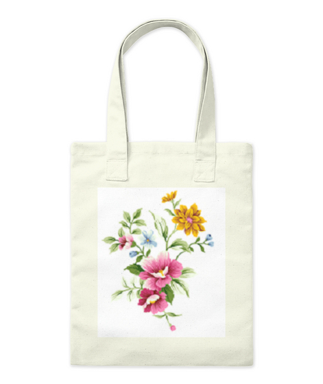 Flower Tote Beg Natural Camiseta Front