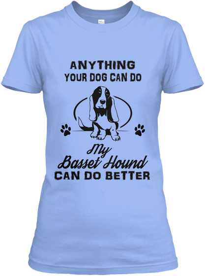 Basset Hound Light Blue T-Shirt Front