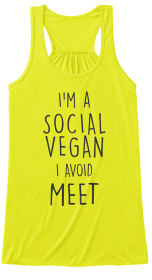 Social Vegan   Avoid Meet Neon Yellow T-Shirt Front