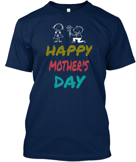 Happy Mother's Day Navy Maglietta Front