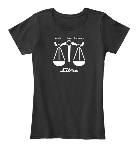 Peace Love Harmony Libra Black T-Shirt Front