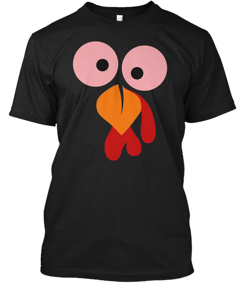 Turkey Face Girl Pink Bow   Thanksgiving Black Maglietta Front