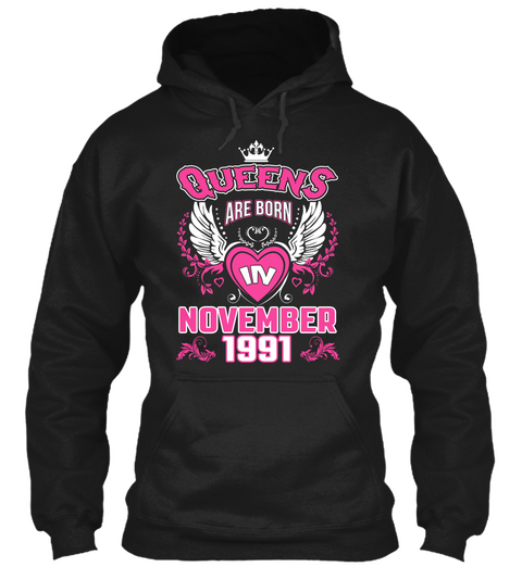 Queens Are Born In November 1991 Black áo T-Shirt Front