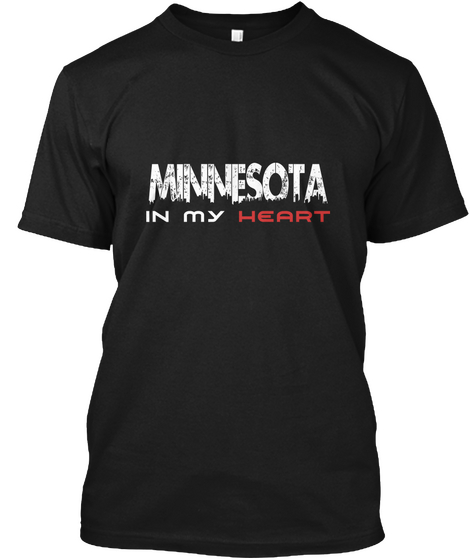 In My Heart Design Minnesota Black T-Shirt Front