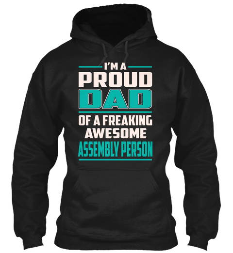 Assembly Person   Proud Dad Black T-Shirt Front