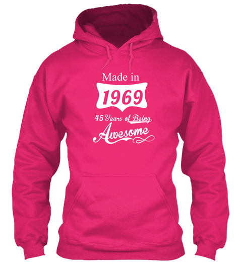 Made In 1969 45 Years Of Being Awesome Heliconia Camiseta Front