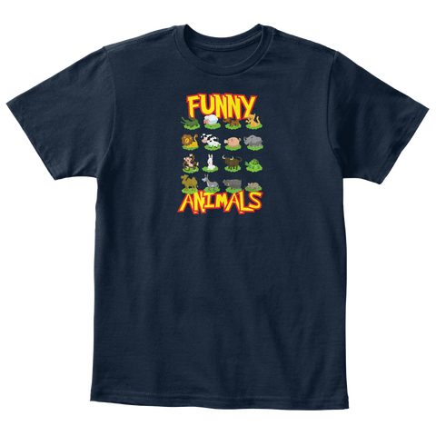 Funny Animals New Navy T-Shirt Front