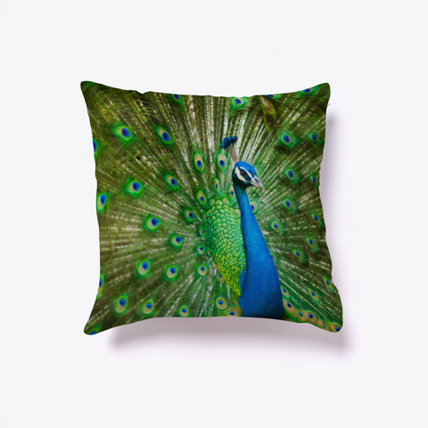 Elegant Painted Peacock Accent Pillow White T-Shirt Back